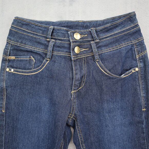 C est Toi Pants Womens 0 Blue Skinny Low Rise Stretch Zip Dark Wash Denim Jeans - Picture 10 of 16